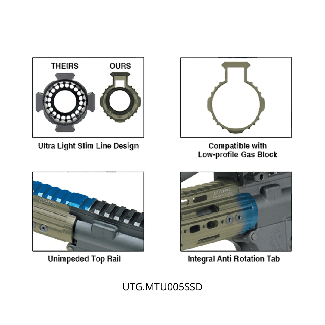 UTG PRO AR15 Carbine Length Super Slim Free Float Handguard-FDE