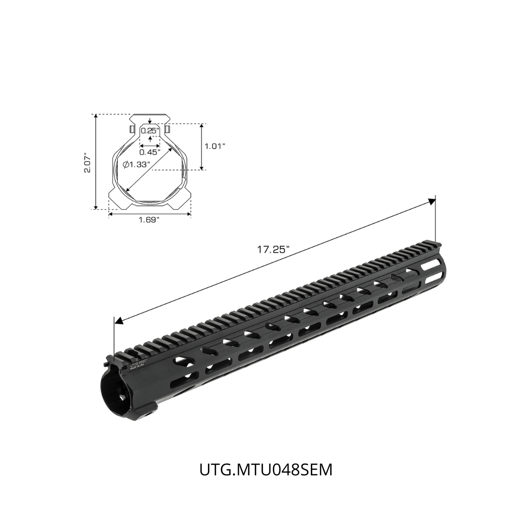 UTG PRO Arwen 17" M-LOK Free Float Handguard, Black