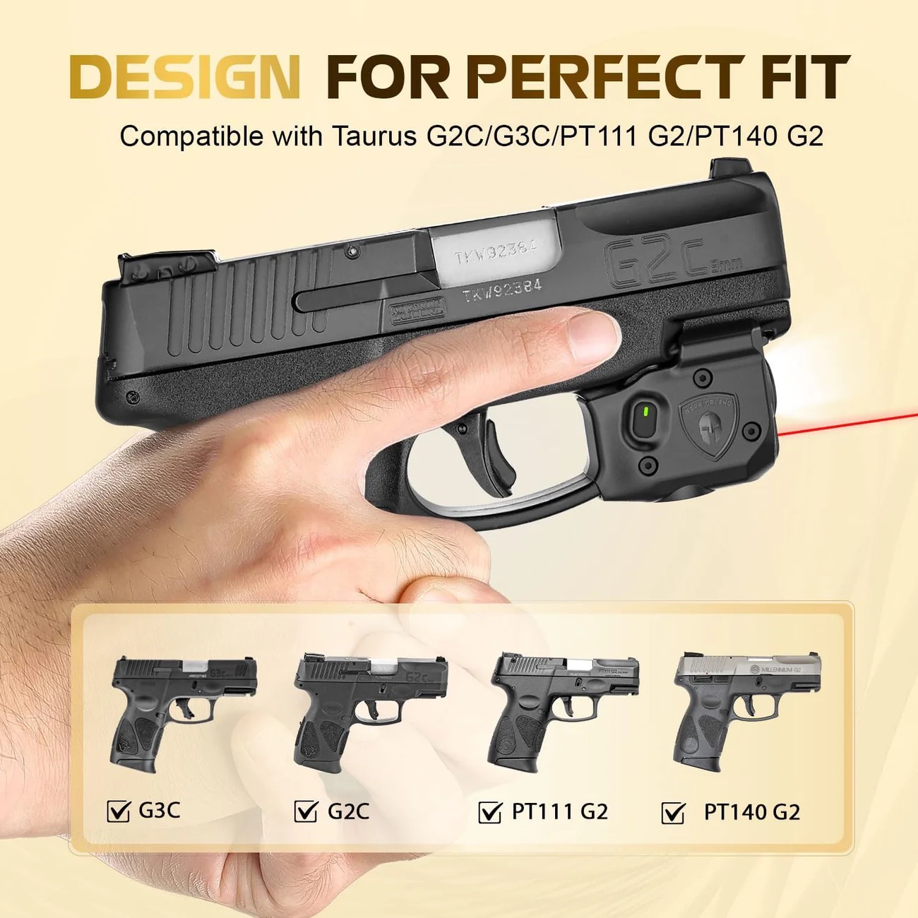 MB1 Pistol Light and Custom Holster, Fits Taurus G2C/G3C/PT111 G2/PT140 G2/CZ P10C